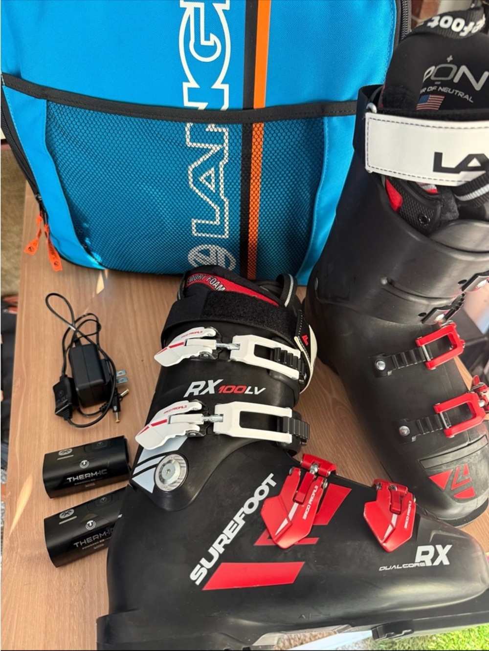 Lange RX 100 LV Ski Boots Dual Core Black White Red 25-25.5 296mm and Bag - Picture 12 of 13